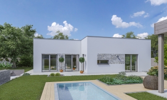 Maison moderne avec toit plat.